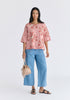 Floral Embroidered Relax Fit Top in Pink Front