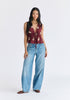 Leaf Embroidered Tie Front Waistcoat