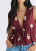 Leaf Embroidered Tie Front Waistcoat