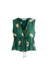 Leaf Embroidered Tie Front Waistcoat