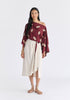 Leaf Embroidered Kimono Sleeves Top