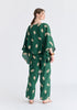 Leaf Embroidered Kimono Sleeves Top in Green Back