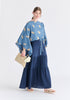 Leaf Embroidered Kimono Sleeves Top in Blue Side