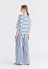 Side Splits Detail Relaxed Top in Blue and White Back