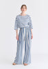 Side Splits Detail Relaxed Top in Blue and White Front