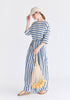 Side Splits Detail Relaxed Top in Blue and White Side