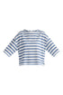 Side Splits Detail Relaxed Top in Blue and White Cutout