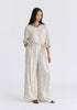 Side Splits Detail Relaxed Top in Oatmeal and Black Side