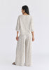 Side Splits Detail Relaxed Top in Oatmeal and Black Back