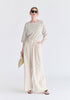 Side Splits Detail Relaxed Top in Oatmeal and Black Front