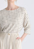 Side Splits Detail Relaxed Top in Oatmeal and Black Closeup