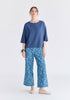 Side Splits Detail Relaxed Top in Blue Front