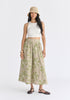 Floral Embroidered Midi Skirt in Green Front