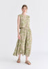 Floral Embroidered Midi Skirt in Green Front