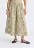 Floral Embroidered Midi Skirt in Green Closeup