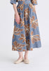 Floral Embroidered Midi Skirt in Blue Closeup