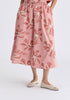Floral Embroidered Midi Skirt in Pink Closeup