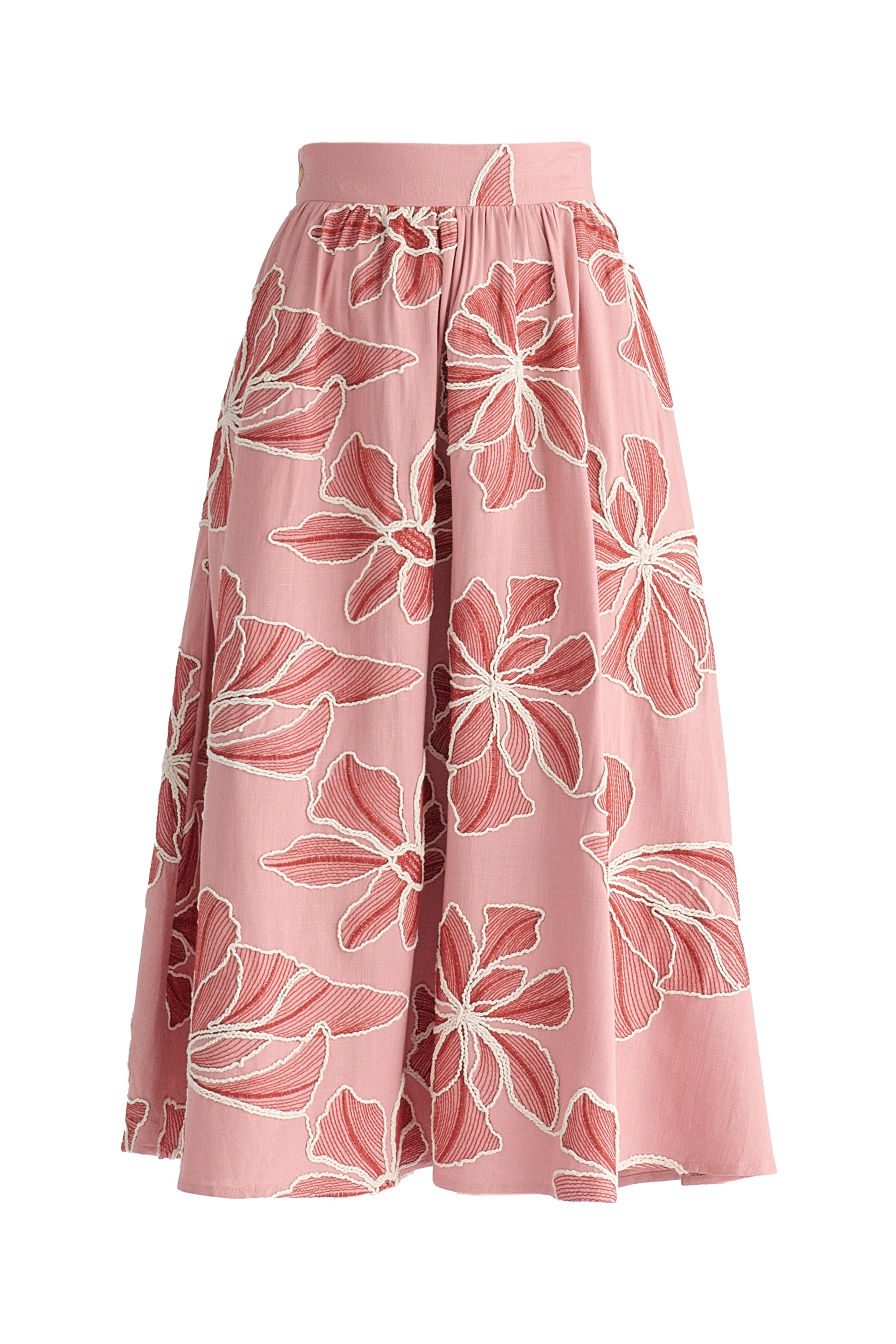 Floral Embroidered Midi Skirt