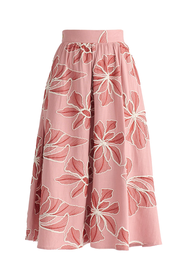 Floral Embroidered Midi Skirt