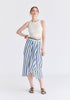 Draped Warp Midi Skirt in Blue and White Front