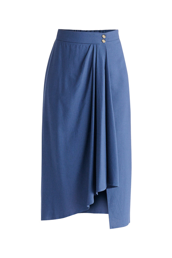 Draped Wrap Midi Skirt