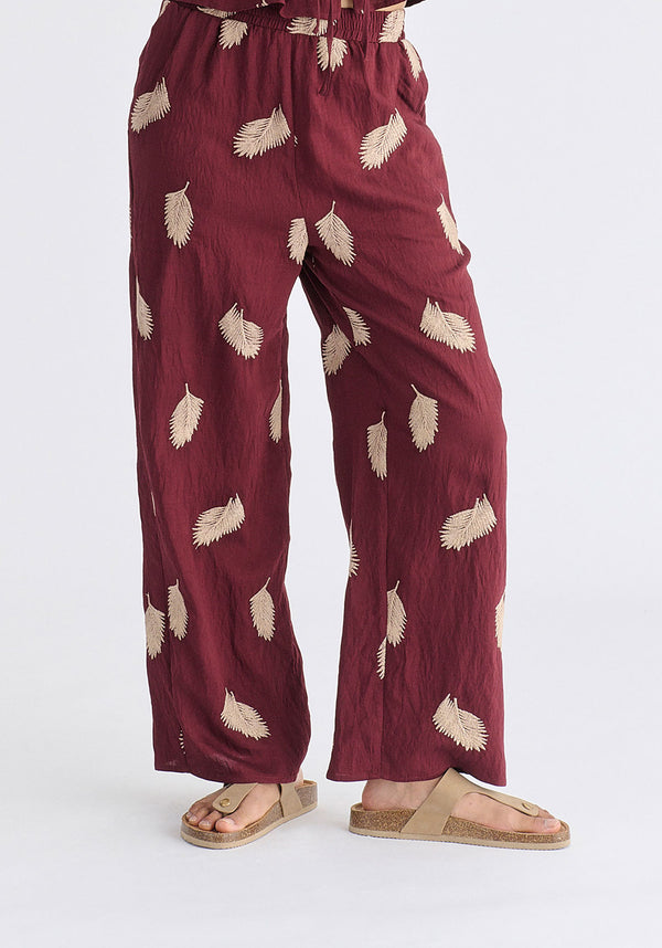 Leaf Embroidered Trousers