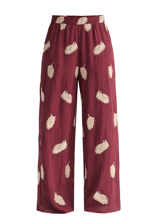 Leaf Embroidered Trousers