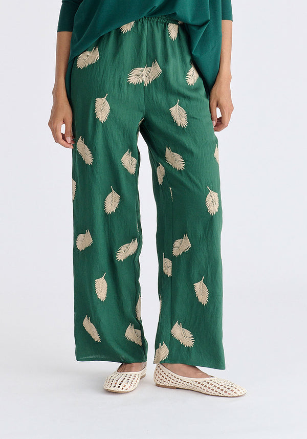 Leaf Embroidered Trousers