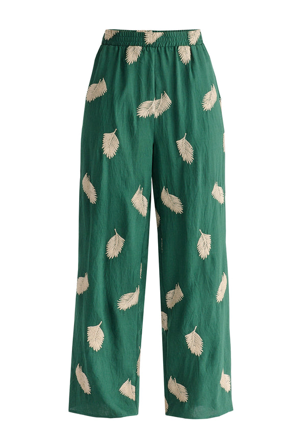 Leaf Embroidered Trousers
