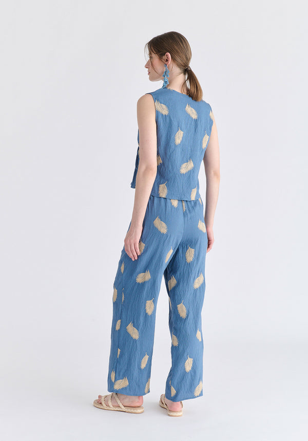 Leaf Embroidered Trousers