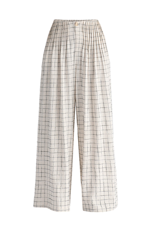 Front Pleats Detail Wide Leg Trousers