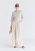 Front Pleats Detail Wide Leg Trousers in Oatmeal Front