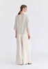 Front Pleats Detail Wide Leg Trousers in Oatmeal Back