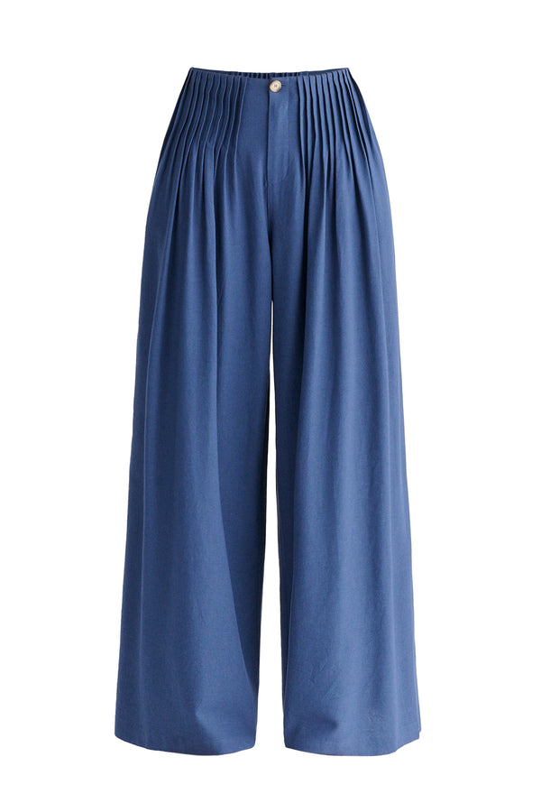 Front Pleats Detail Wide Leg Trousers