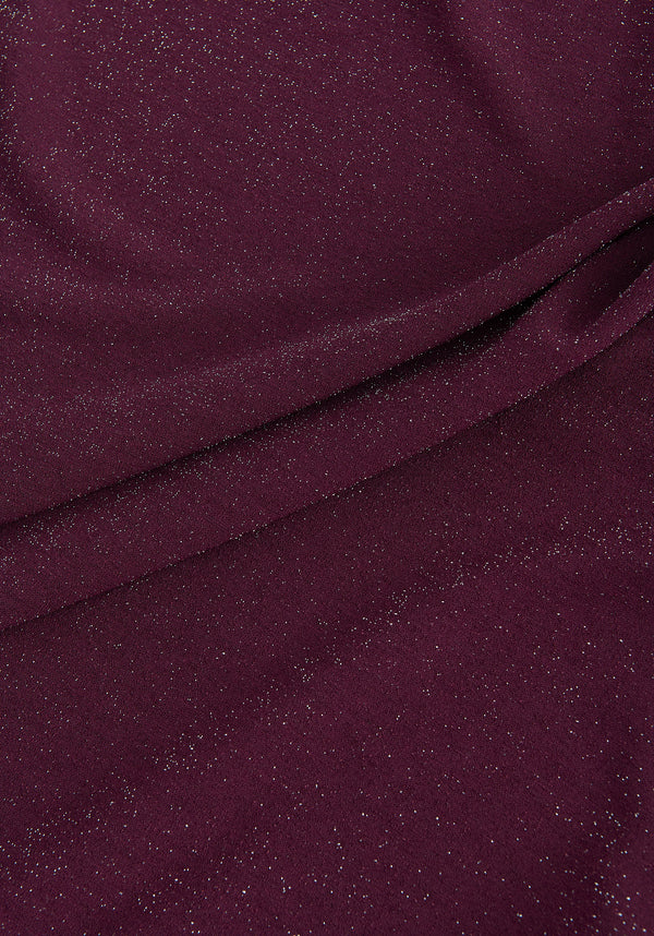 Paisie Sparkly Cut Out Dress in Purple Fabric