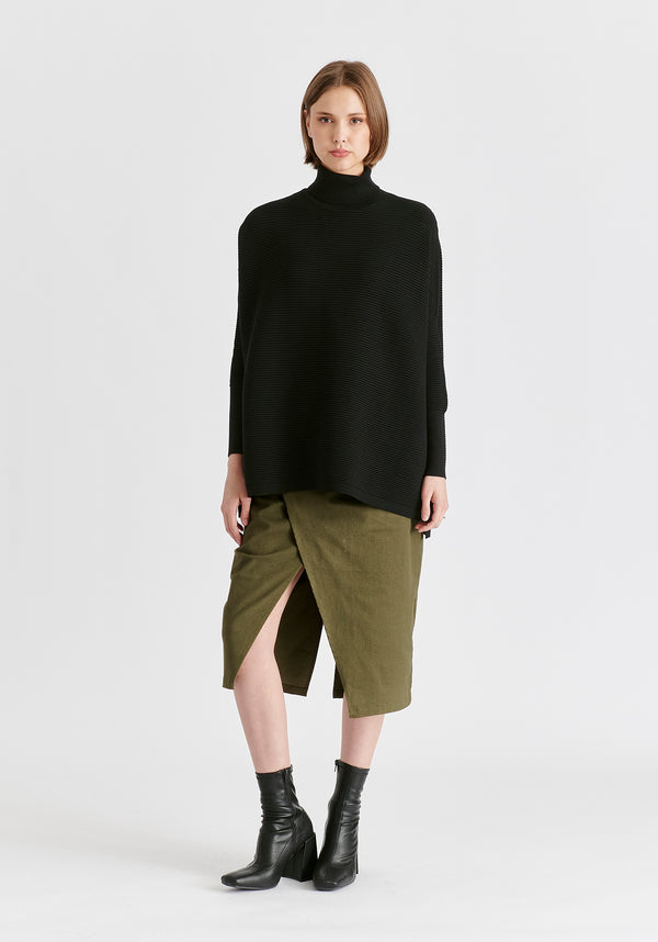 Paisie Turtleneck Ribbed Jumper in Black
