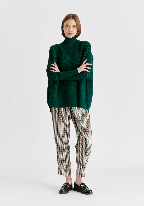 Paisie Turtleneck Ribbed Jumper in Dark Green