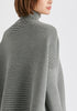 Paisie Turtleneck Ribbed Jumper in Light Grey Close Up