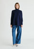 Paisie Turtleneck Ribbed Jumper in Navy