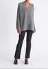 Paisie V-Neck Ribbed Jumper in Grey