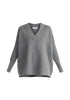 Paisie V-Neck Ribbed Jumper in Grey Cut Out