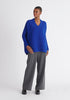 Paisie V-Neck Ribbed Jumper in Royal Blue