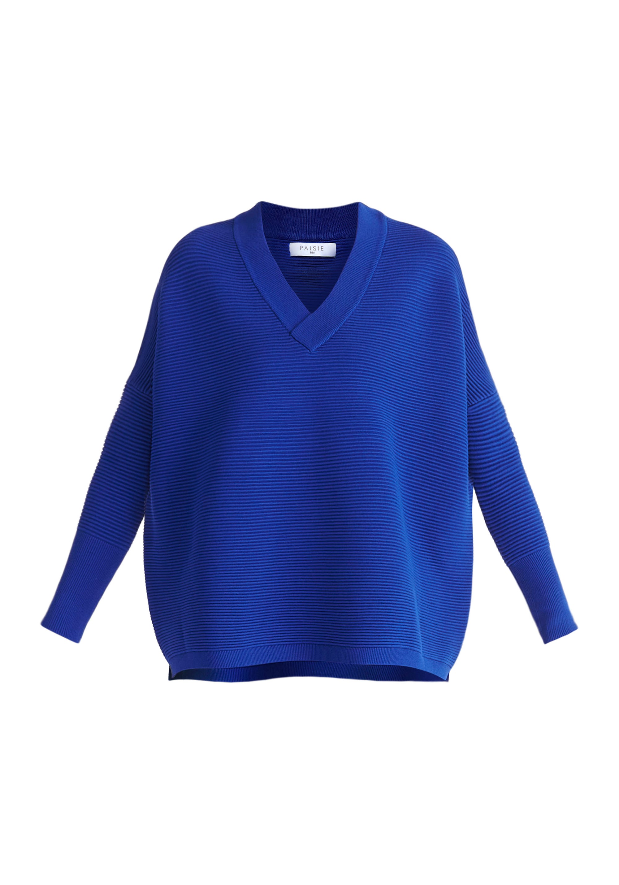 Paisie V-Neck Ribbed Jumper in Royal Blue Cut Out