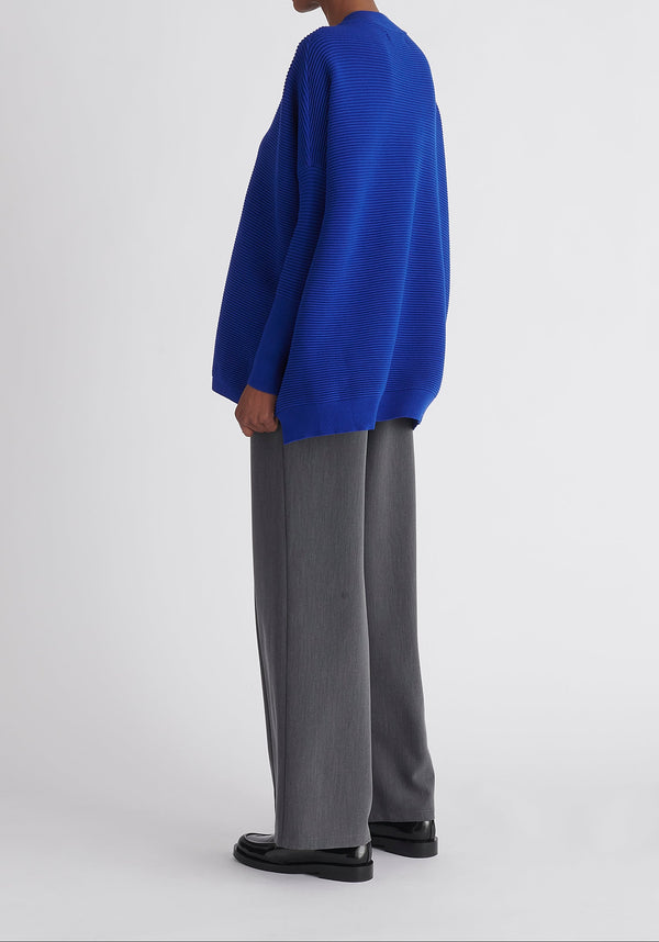Paisie V-Neck Ribbed Jumper in Royal Blue Back