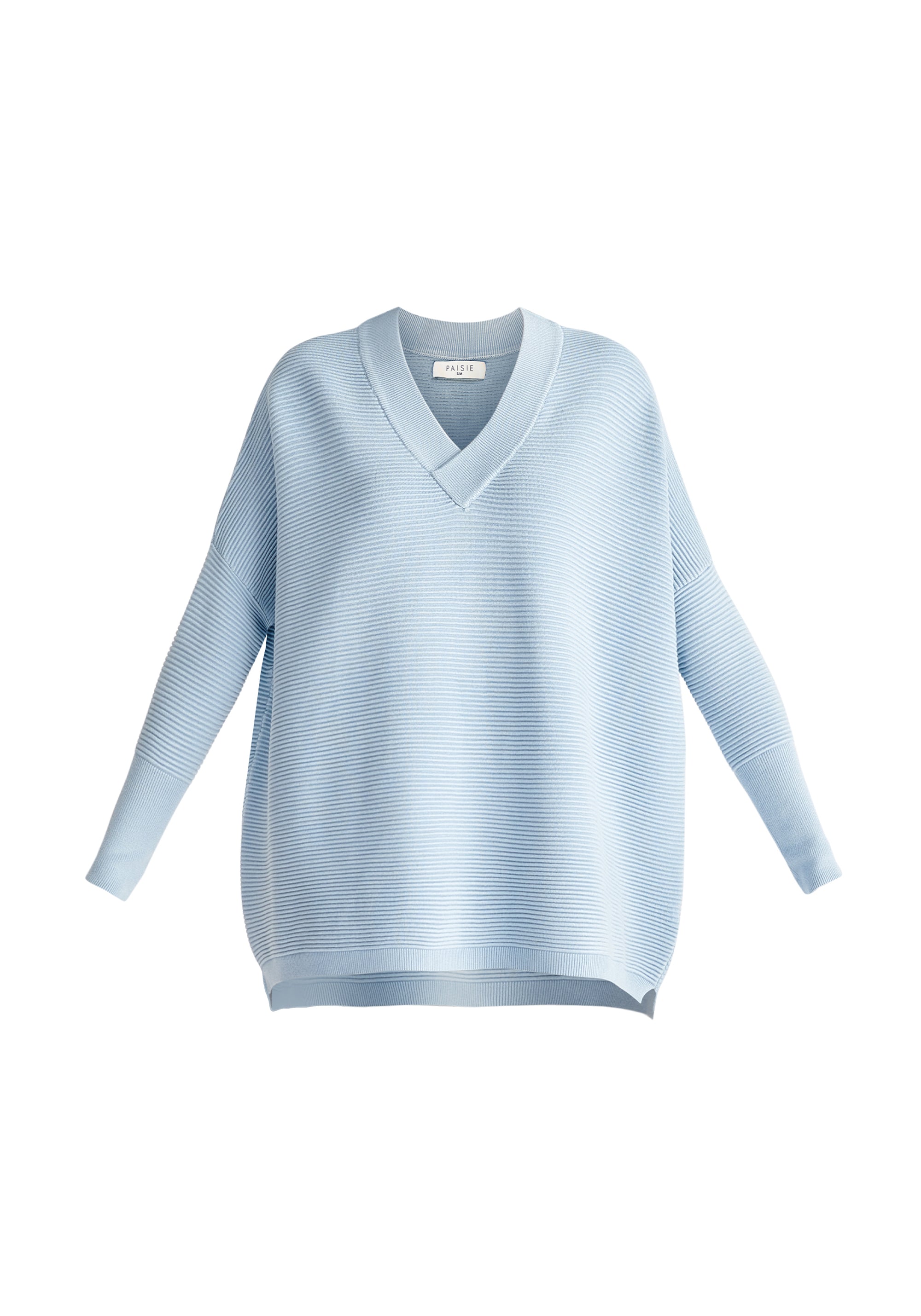 Paisie V-Neck Ribbed Jumper in Sky Blue
