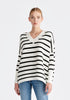 Paisie V-Neck Ribbed Jumper in White and Black
