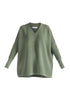 Paisie V-Neck Ribbed Jumper in Sage Green Cut Out