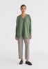 Paisie V-Neck Ribbed Jumper in Sage Green Front