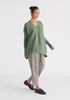Paisie V-Neck Ribbed Jumper in Sage Green Side