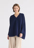 Paisie V-Neck Ribbed Jumper in Navy